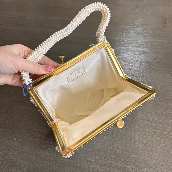 Vintage NWT Corde Bead Beaded Floral Purse Bag Deadstock - Picture 8 of 12